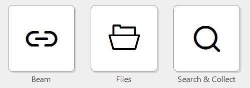 Apps grid with Beam, Files and Search & Collect, both activated, Search & Collect hovered