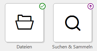 Apps grid with Files and Search & Collect, both deactivated