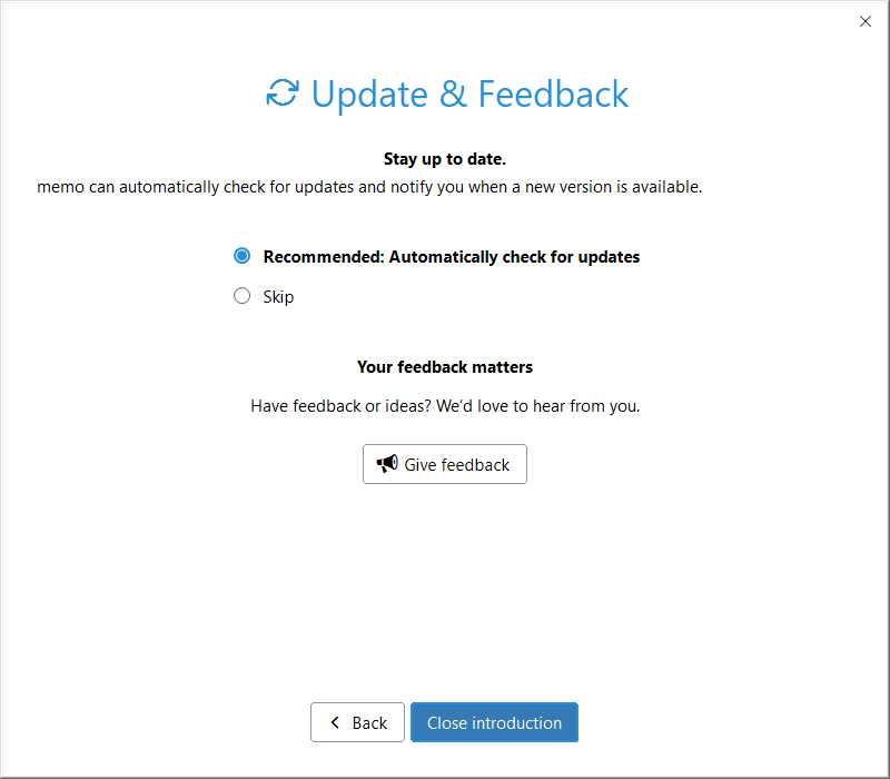 Update & Feedback