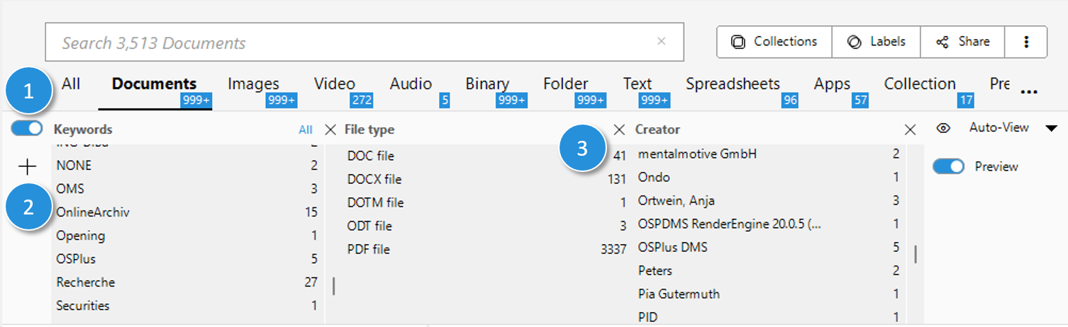 Facets Browser